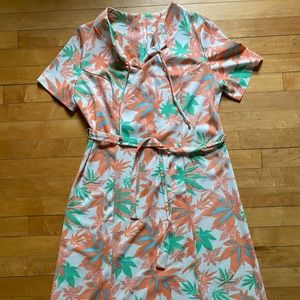 Vintage Shift Dress with Cannabis Print